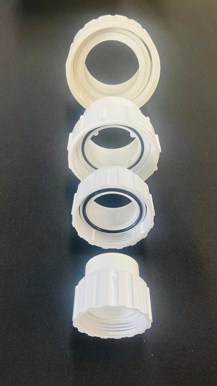 Threaded unions and gaskets available from The Hot Tub Specialists in Edmonton