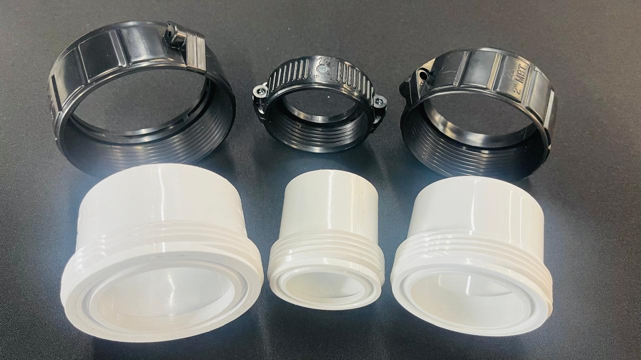 Pump unions and threaded collars available from The Hot Tub Specialists in Edmonton